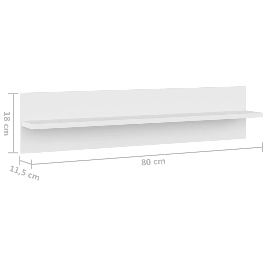 vidaXL Wall Shelf 4 pcs White 80x11.5x18 cm Engineered Wood