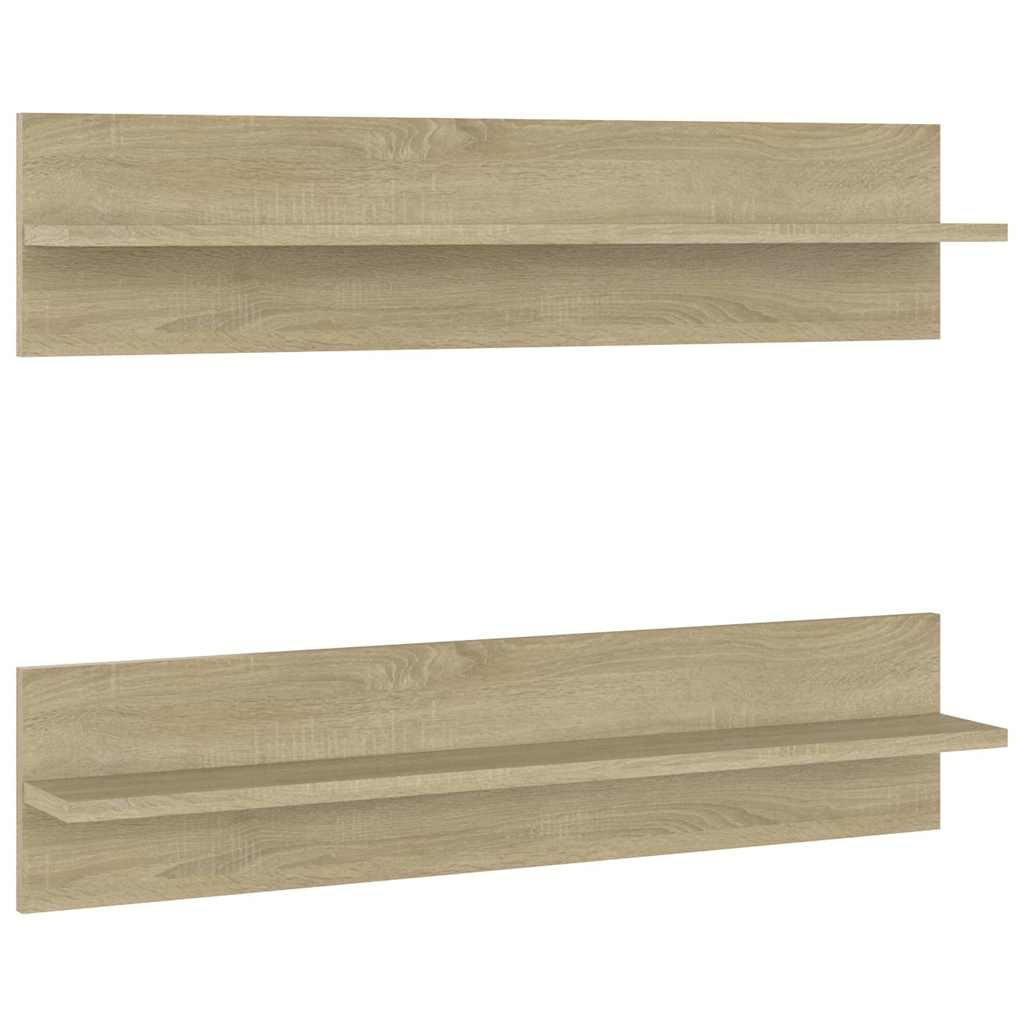807339 vidaXL Wall Shelves 2 pcs Sonoma Oak 80x11,5x18 cm Engineered Wood