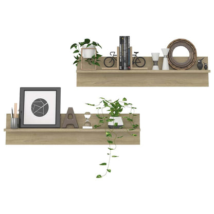 807339 vidaXL Wall Shelves 2 pcs Sonoma Oak 80x11,5x18 cm Engineered Wood