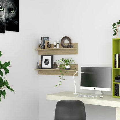 vidaXL Wall Shelf 2 pcs Sonoma Oak 80x11.5x18 cm Engineered Wood