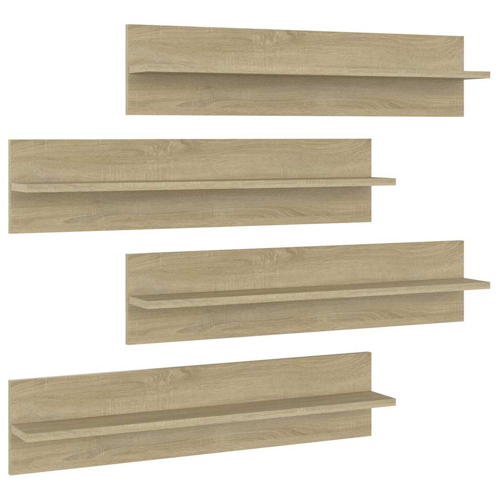 vidaXL Wall Shelf 4 pcs Sonoma Oak 80x11.5x18 cm Engineered Wood