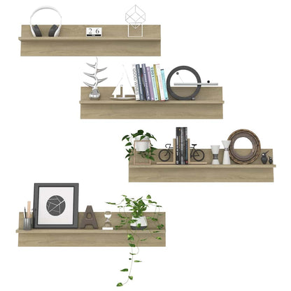 vidaXL Wall Shelf 4 pcs Sonoma Oak 80x11.5x18 cm Engineered Wood
