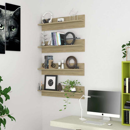 vidaXL Wall Shelf 4 pcs Sonoma Oak 80x11.5x18 cm Engineered Wood