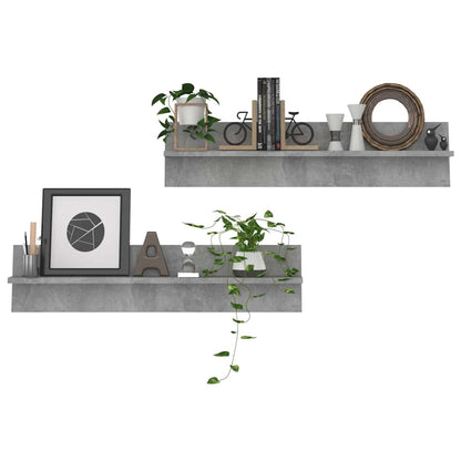 807341 vidaXL Wall Shelves 2 pcs Concrete Grey 80x11,5x18 cm Engineered Wood