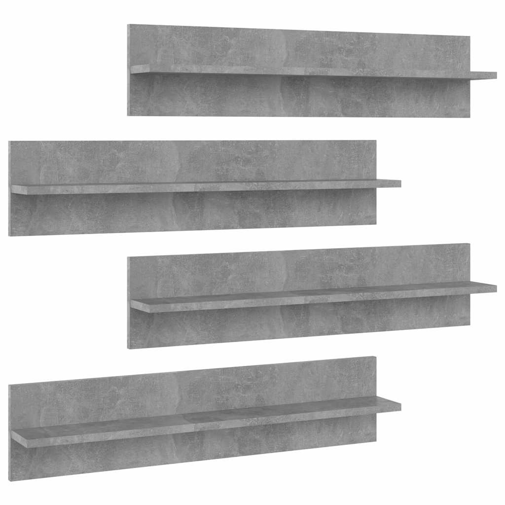 vidaXL Wall Shelf 4 pcs Concrete Grey 80x11.5x18 cm Engineered Wood