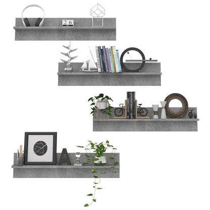vidaXL Wall Shelf 4 pcs Concrete Grey 80x11.5x18 cm Engineered Wood