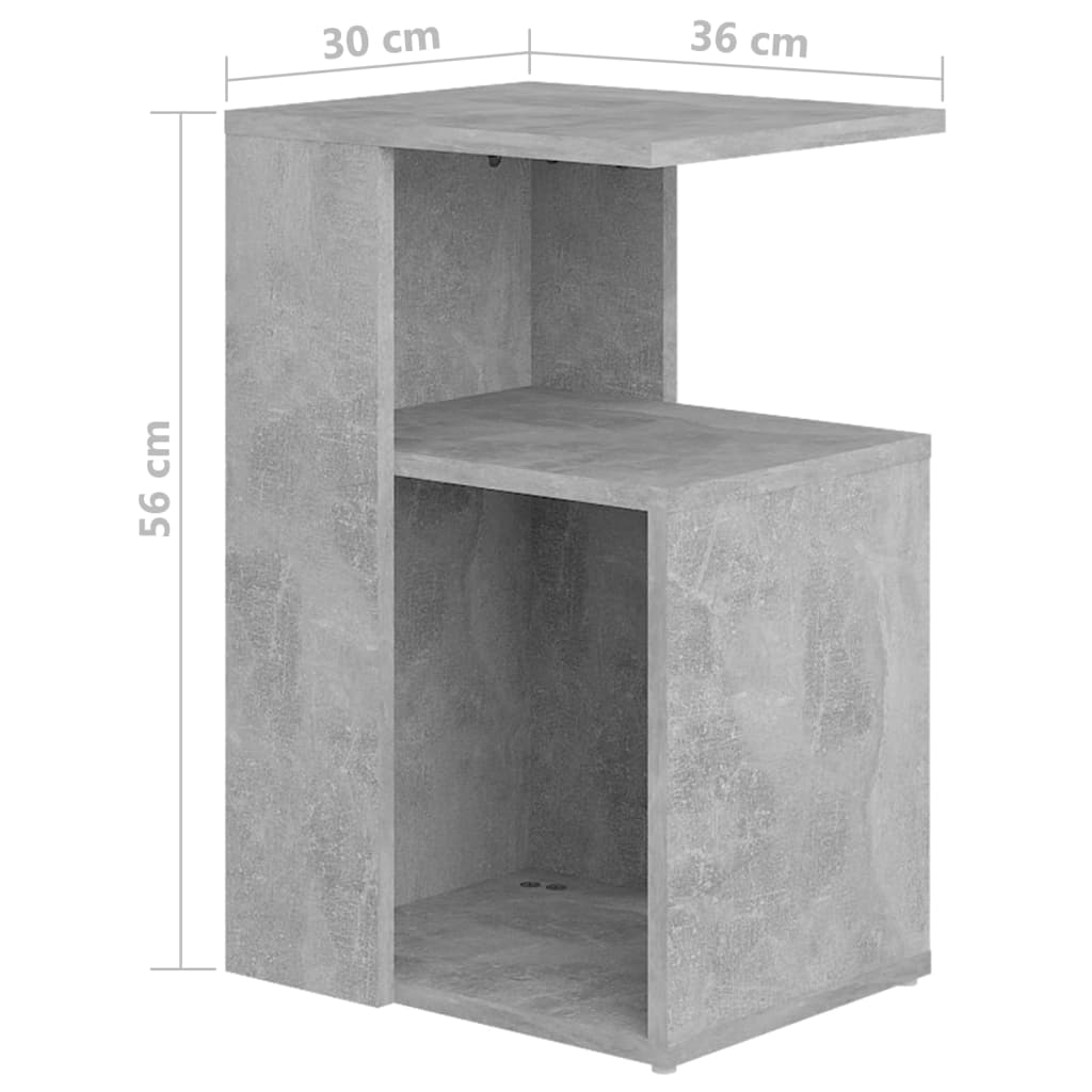 802997 vidaXL Side Table Concrete Grey 36x30x56 cm Engineered Wood
