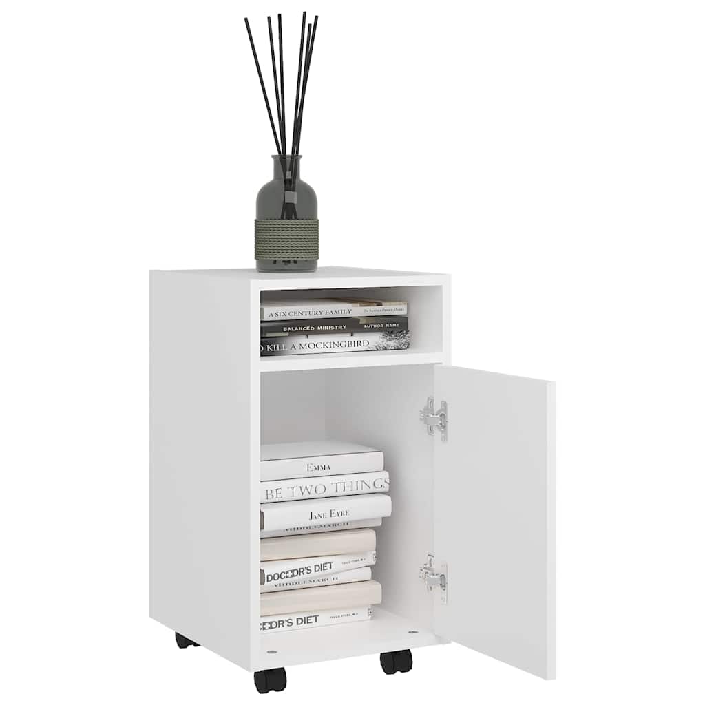 803047 vidaXL Side Cabinet with Wheels White 33x38x60 cm Engineered Wood