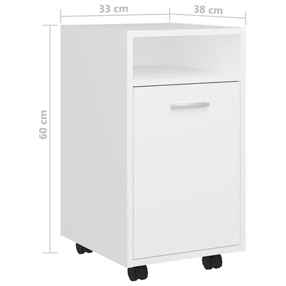 803047 vidaXL Side Cabinet with Wheels White 33x38x60 cm Engineered Wood