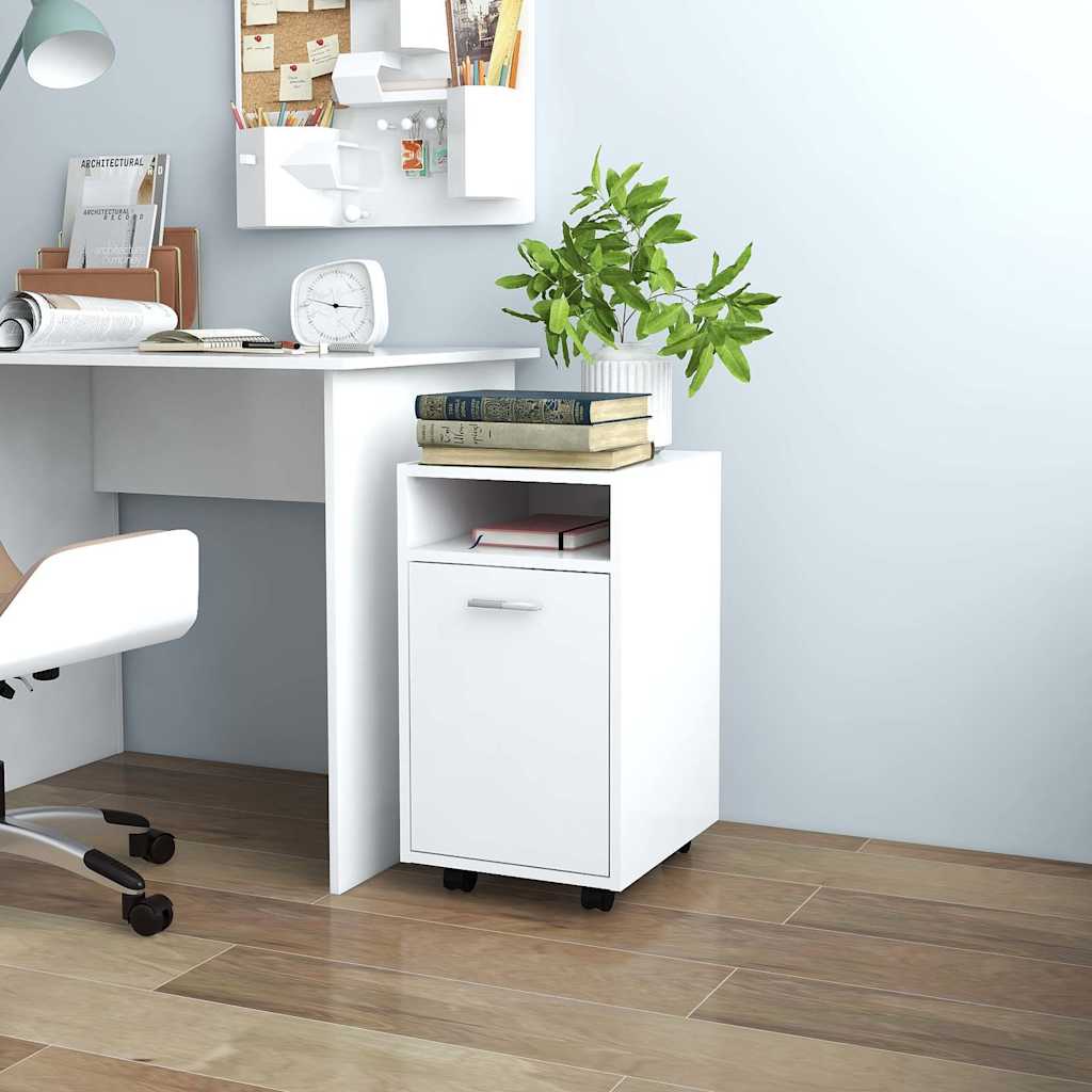 803047 vidaXL Side Cabinet with Wheels White 33x38x60 cm Engineered Wood