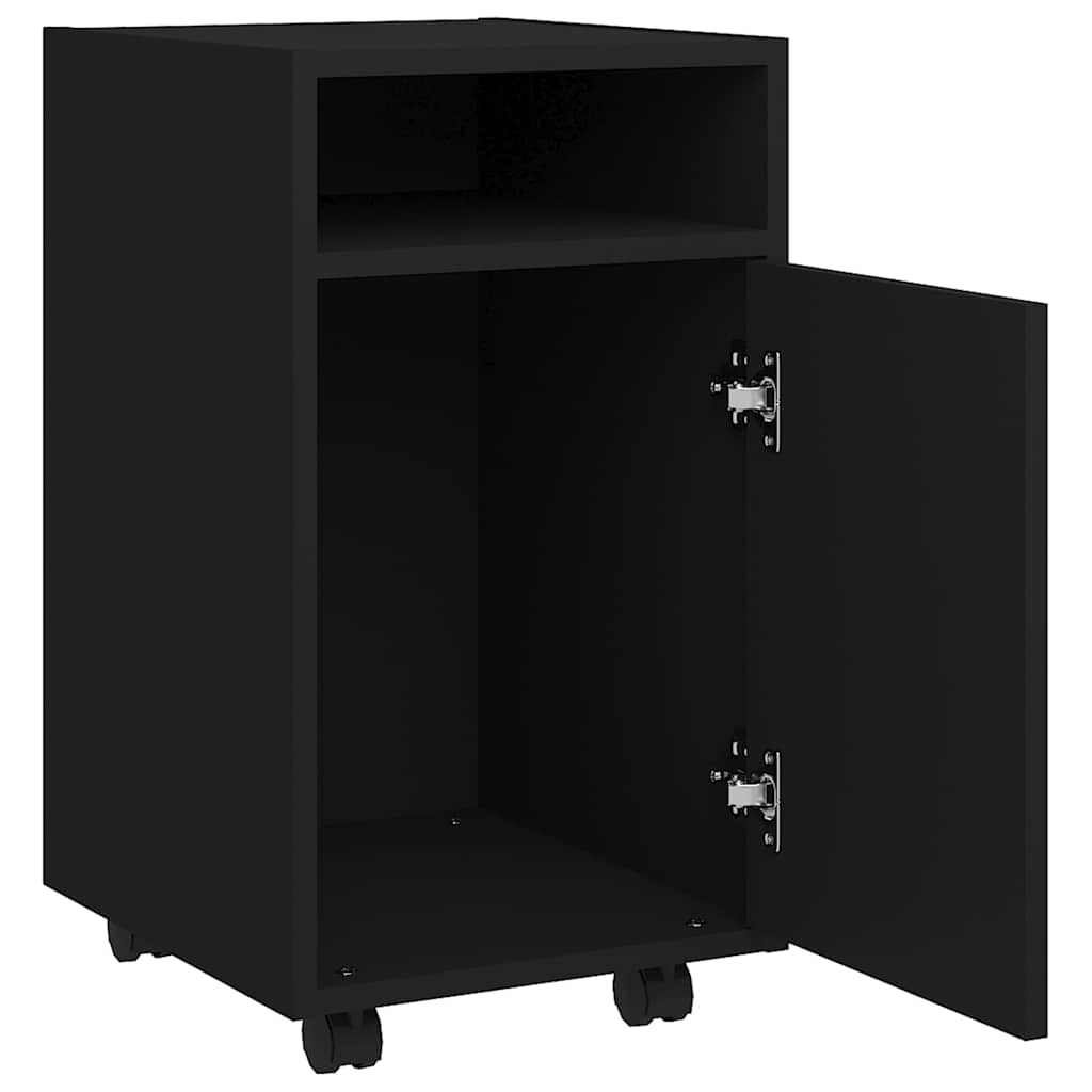 803048 vidaXL Side Cabinet with Wheels Black 33x38x60 cm Engineered Wood