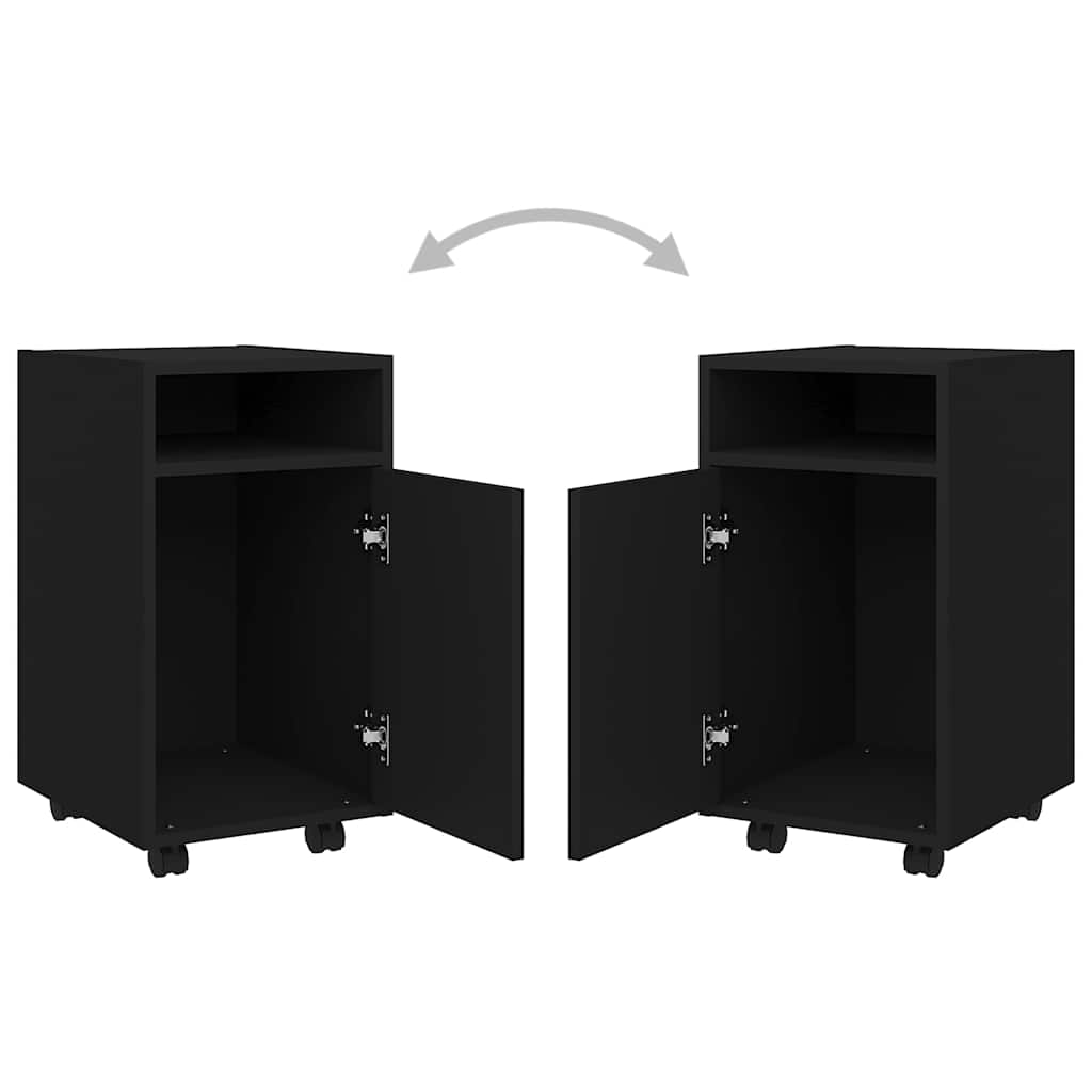 803048 vidaXL Side Cabinet with Wheels Black 33x38x60 cm Engineered Wood
