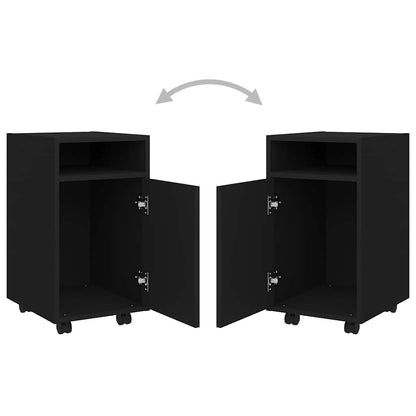 803048 vidaXL Side Cabinet with Wheels Black 33x38x60 cm Engineered Wood