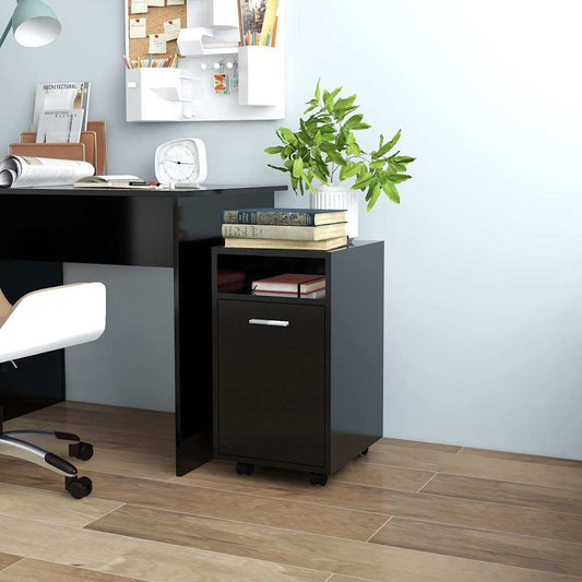803048 vidaXL Side Cabinet with Wheels Black 33x38x60 cm Engineered Wood