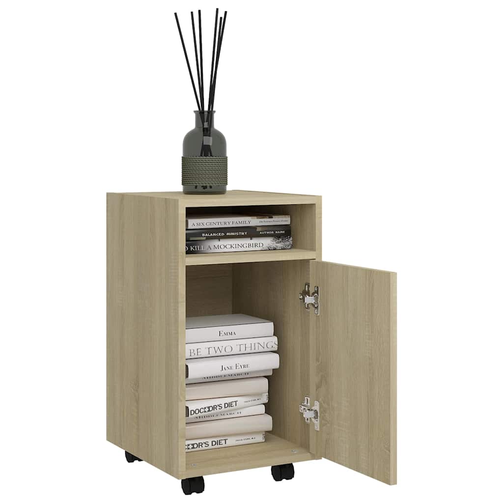 803050 vidaXL Side Cabinet with Wheels Sonoma Oak 33x38x60 cm Engineered Wood