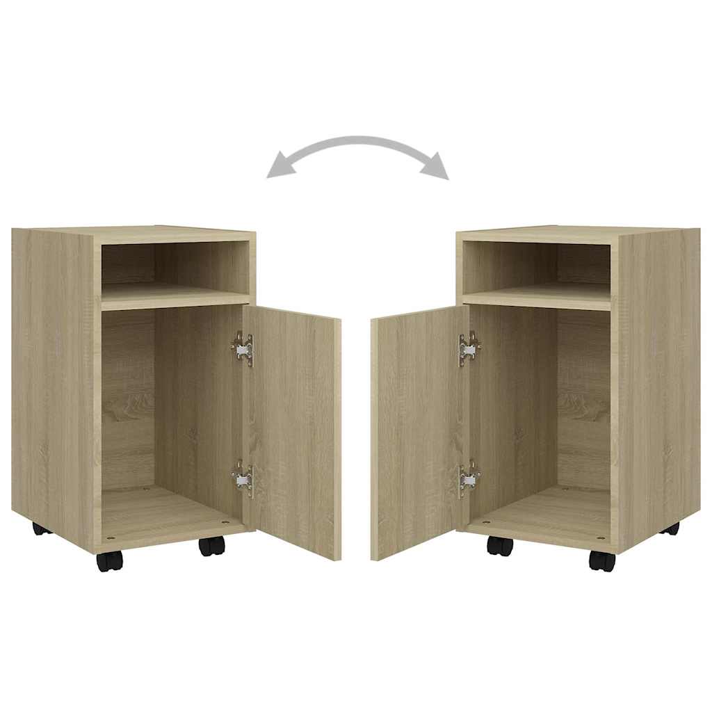 803050 vidaXL Side Cabinet with Wheels Sonoma Oak 33x38x60 cm Engineered Wood