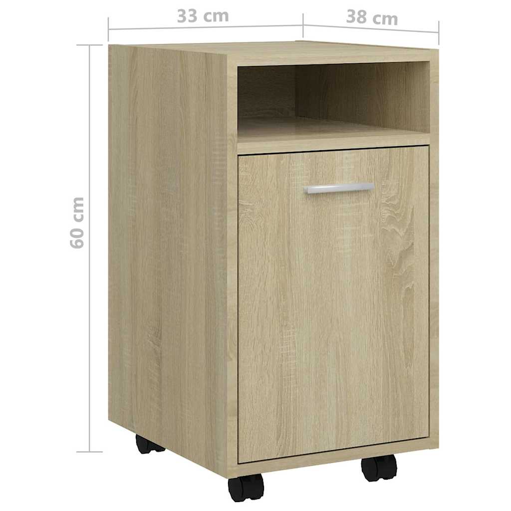 803050 vidaXL Side Cabinet with Wheels Sonoma Oak 33x38x60 cm Engineered Wood