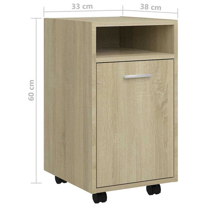 803050 vidaXL Side Cabinet with Wheels Sonoma Oak 33x38x60 cm Engineered Wood