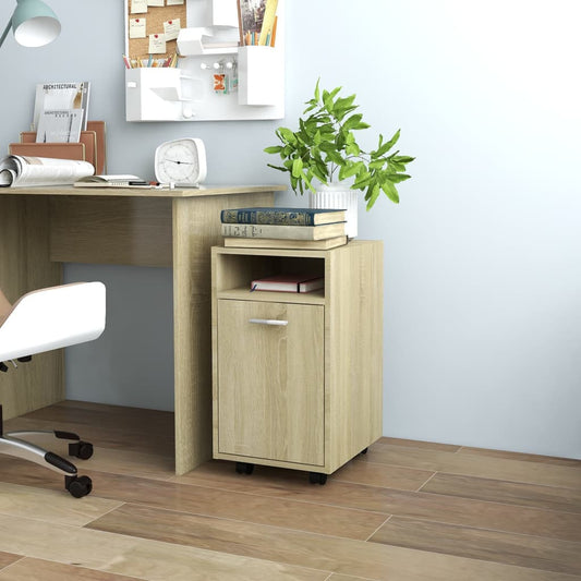 vidaXL Side Cabinet | Sonoma oak | Engineered wood | Compact | Lockable wheels