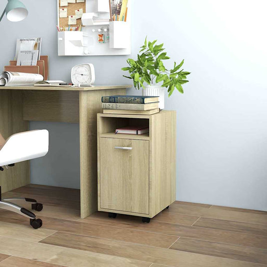 803050 vidaXL Side Cabinet with Wheels Sonoma Oak 33x38x60 cm Engineered Wood