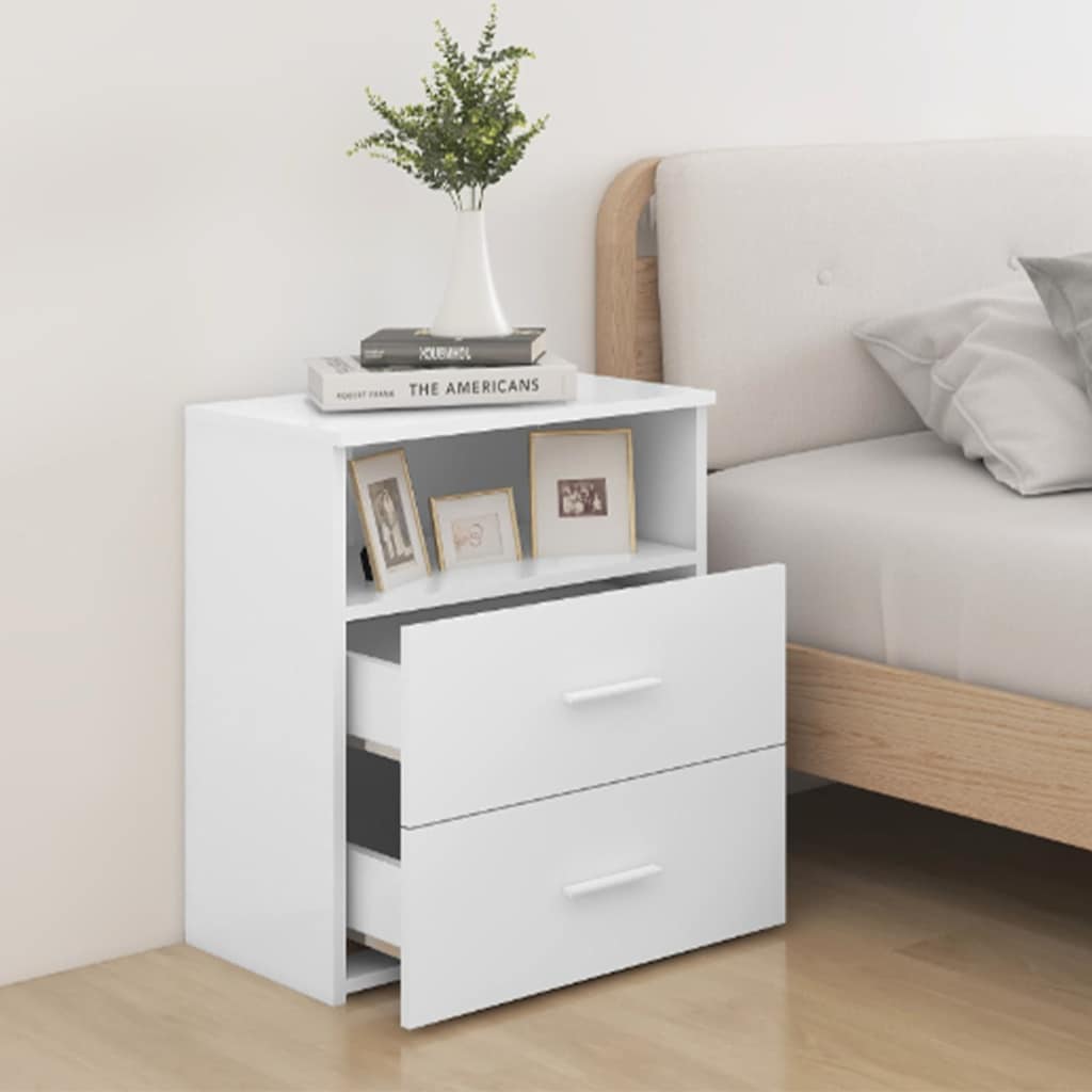 803272 vidaXL Bed Cabinet White 50x32x60 cm