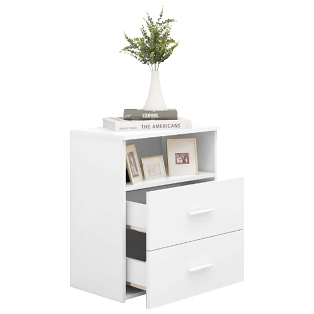 803272 vidaXL Bed Cabinet White 50x32x60 cm
