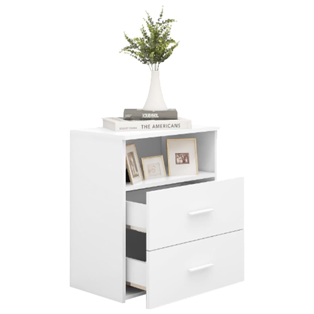803273 vidaXL Bed Cabinets 2 pcs White 50x32x60 cm