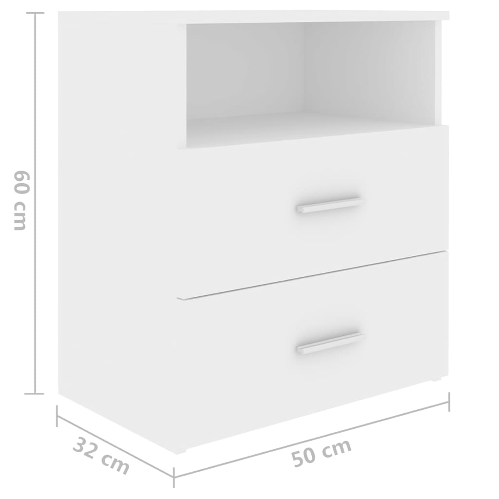 803273 vidaXL Bed Cabinets 2 pcs White 50x32x60 cm