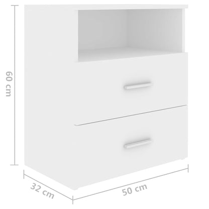 803273 vidaXL Bed Cabinets 2 pcs White 50x32x60 cm