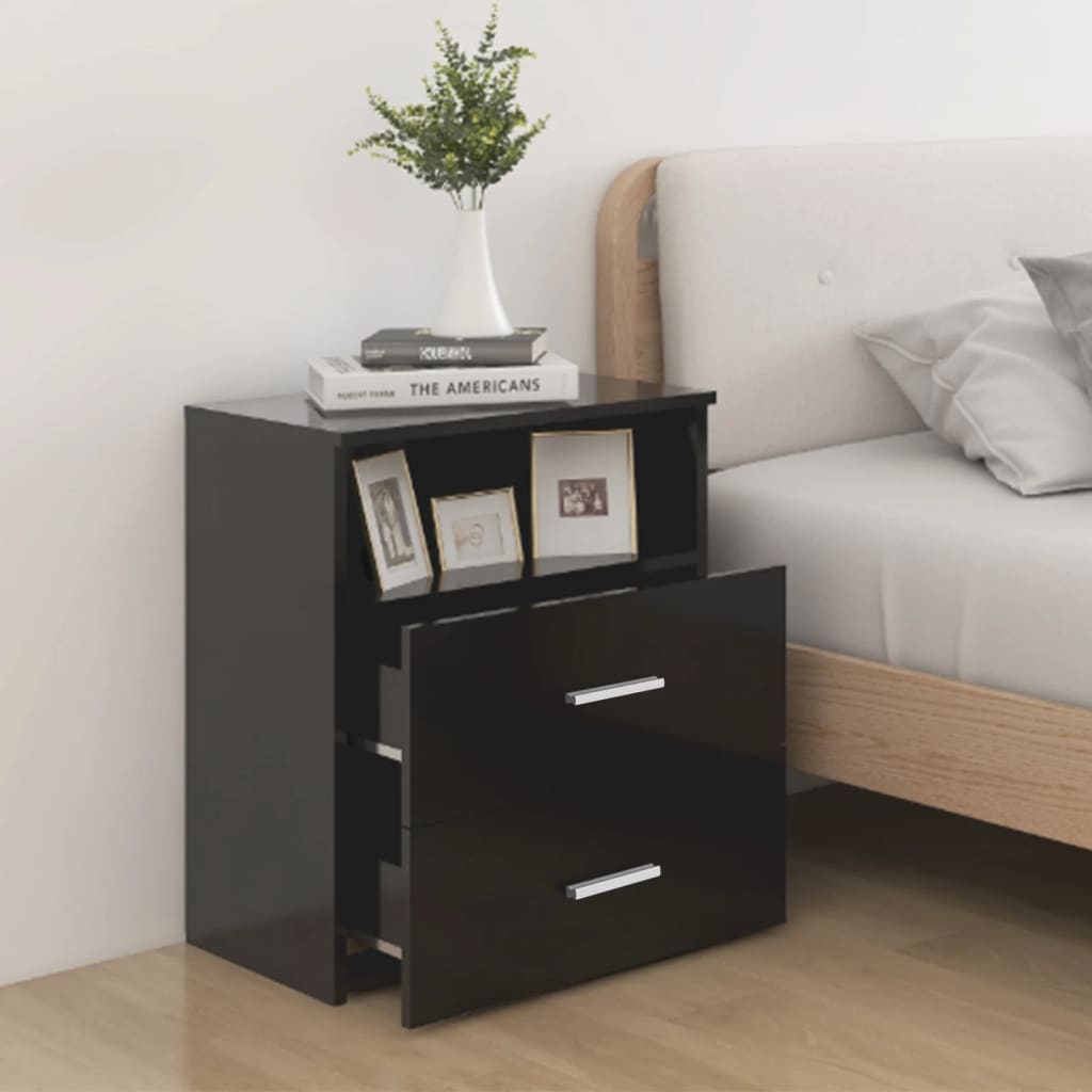 803275 vidaXL Bed Cabinets 2 pcs Black 50x32x60 cm