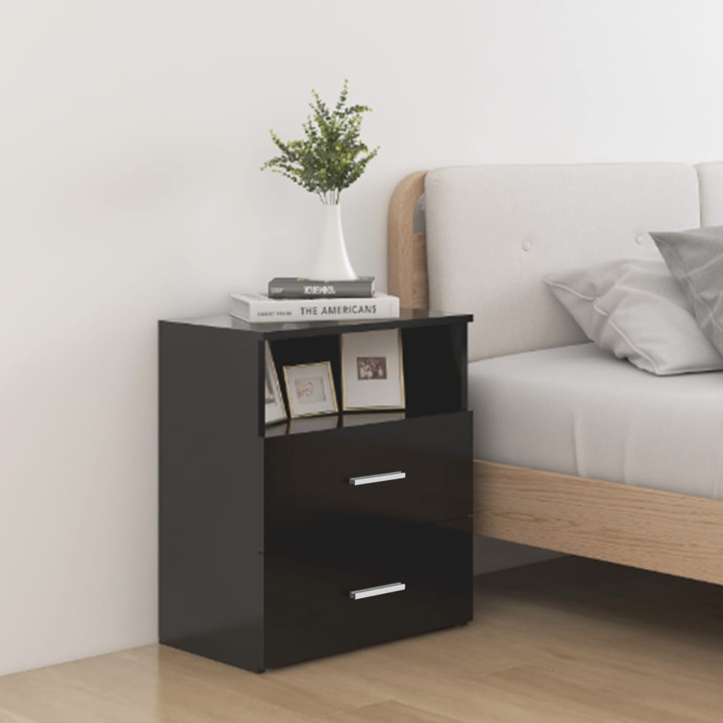 803275 vidaXL Bed Cabinets 2 pcs Black 50x32x60 cm