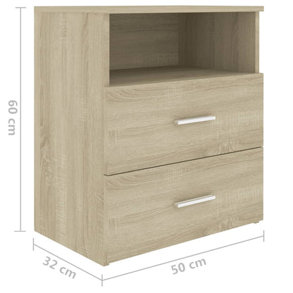 vidaXL Bed Cabinets 2 pcs Sonoma Oak 50x32x60 cm