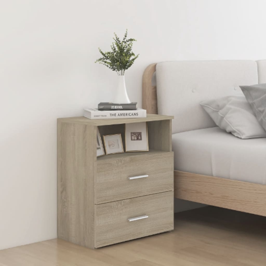 vidaXL Bed Cabinets 2 pcs Sonoma Oak 50x32x60 cm