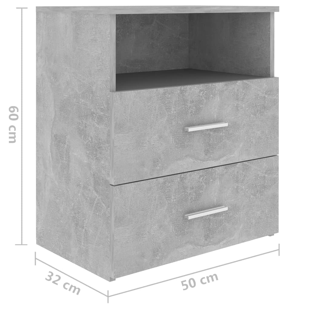 803280 vidaXL Bed Cabinet Concrete Grey 50x32x60 cm