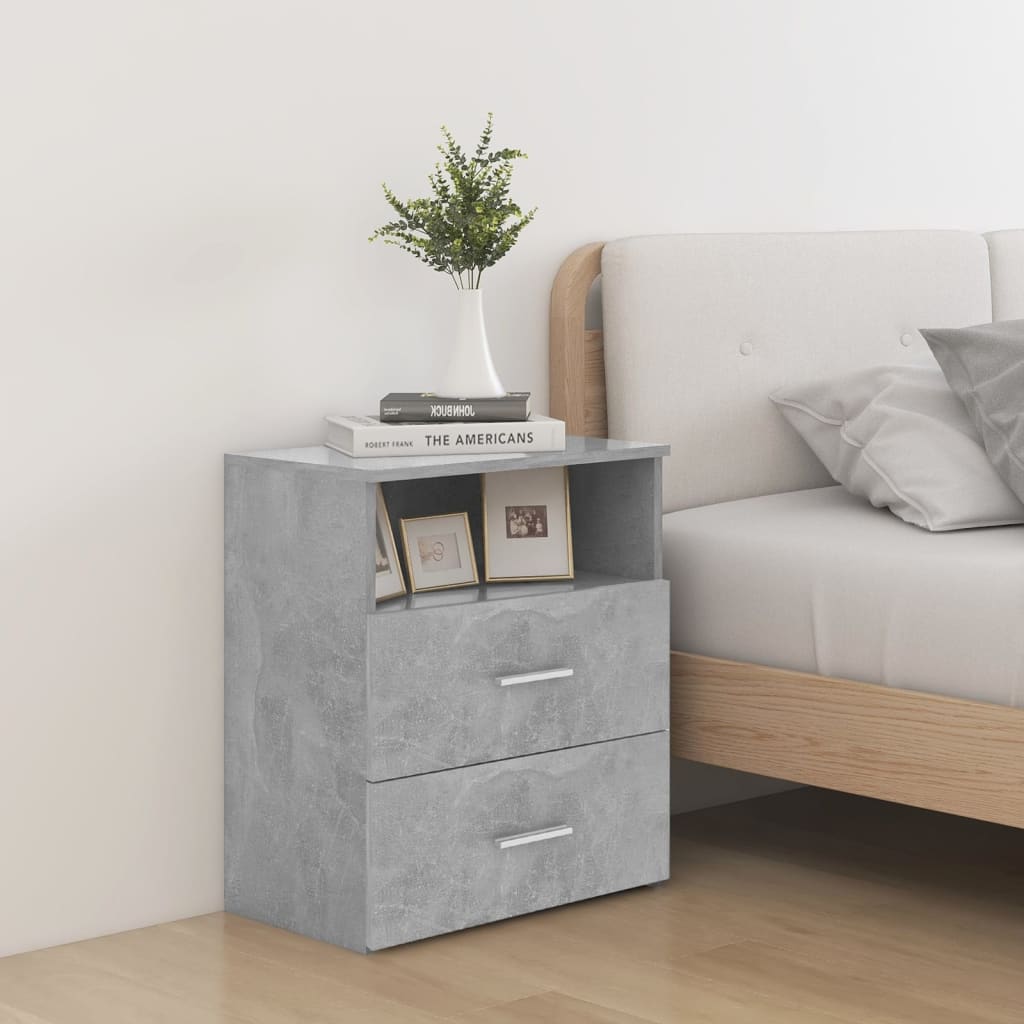 803281 vidaXL Bed Cabinets 2 pcs Concrete Grey 50x32x60cm