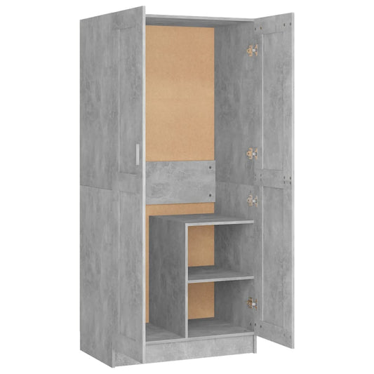 vidaXL Wardrobe Concrete Grey 82.5x51.5x180 cm Engineered Wood