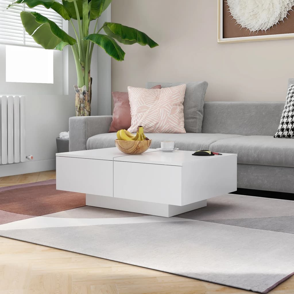 vidaXL Coffee Table | White | Engineered Wood | Medium | Stylish Design