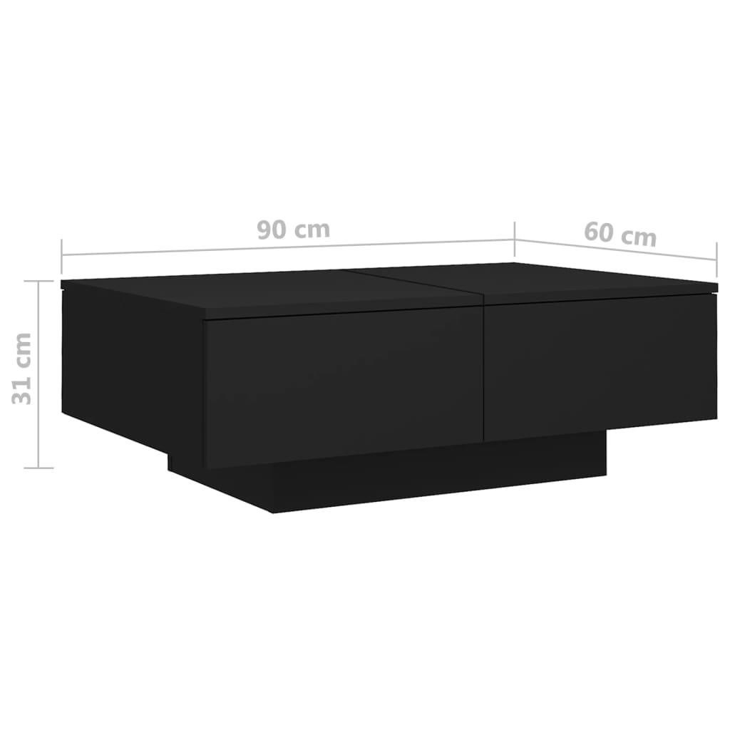 vidaXL Coffee Table | Black | Engineered wood | 90 x 60 x 31 cm | Coffee Table