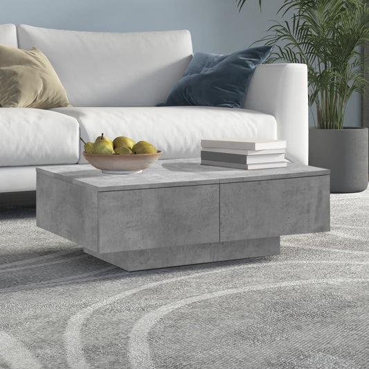 vidaXL Coffee Table | Concrete Grey | Engineered Wood | 90 x 60 x 31 cm