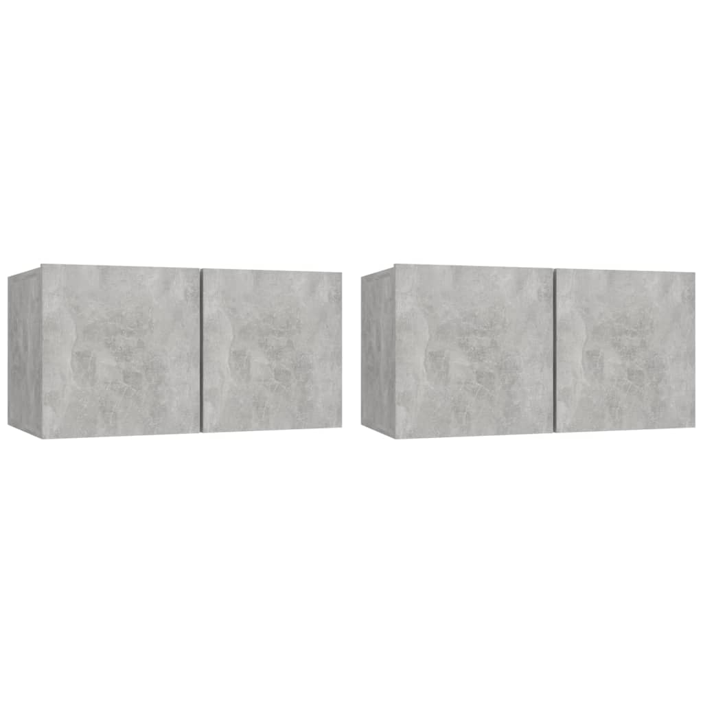 vidaXL Hanging TV Cabinets 2 pcs Concrete Grey 60x30x30 cm