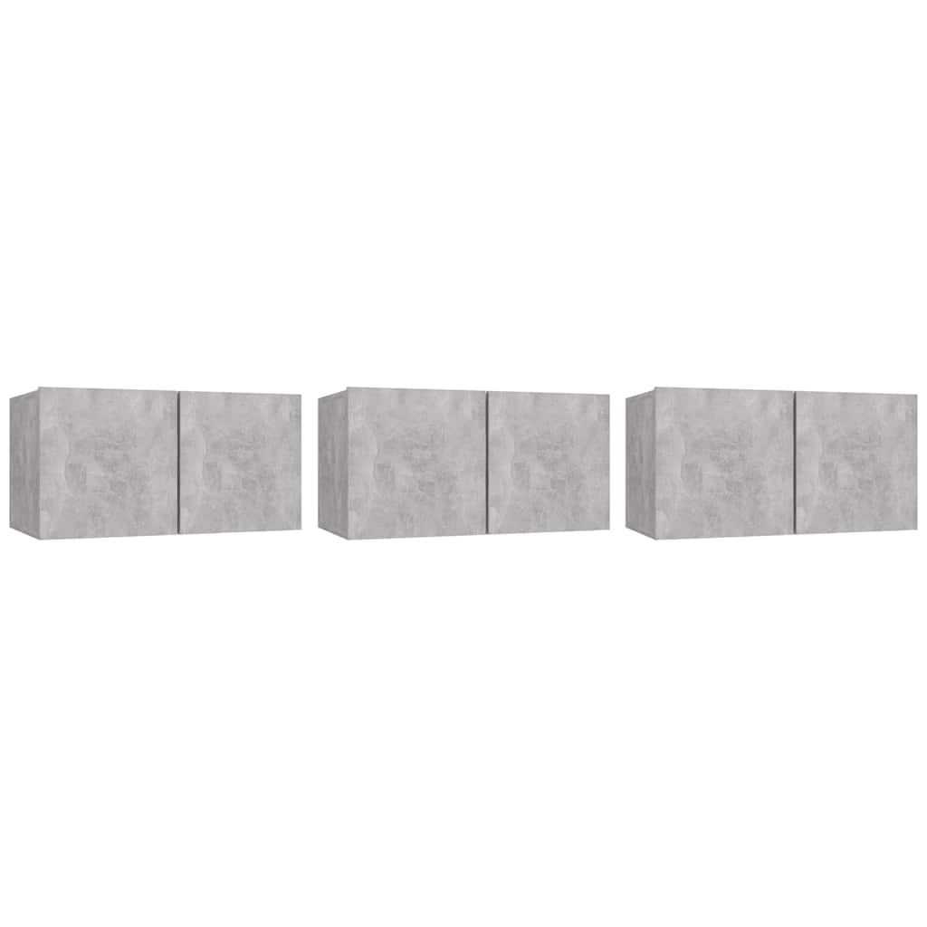 vidaXL Hanging TV Cabinets 3 pcs Concrete Grey 60x30x30 cm