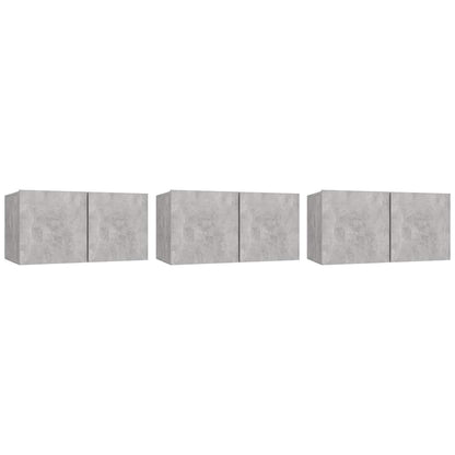 vidaXL Hanging TV Cabinets 3 pcs Concrete Grey 60x30x30 cm