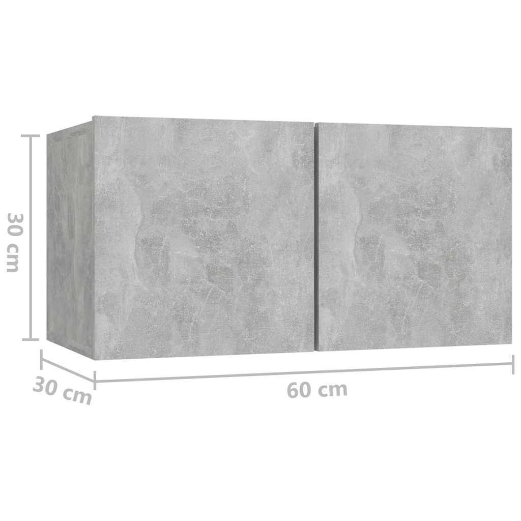 vidaXL Hanging TV Cabinets 3 pcs Concrete Grey 60x30x30 cm