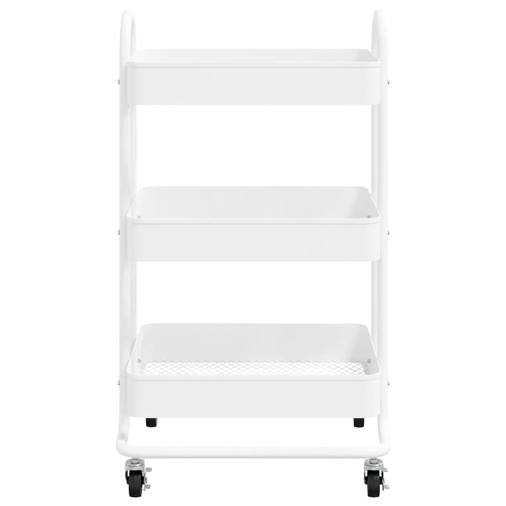 vidaXL 3-Tier Trolley White 43x34x79 cm Steel