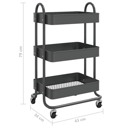 vidaXL 3-Tier Trolley Anthracite 43x34x79 cm Steel
