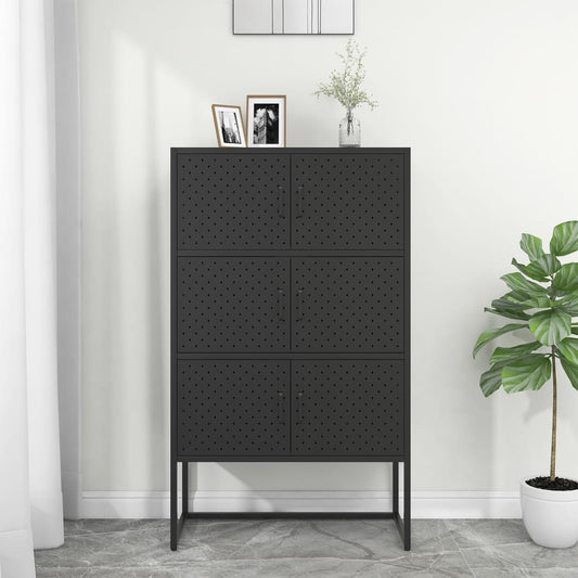 vidaXL Highboard | Black | Steel | Medium | Highboard Cabinet | Rectangular