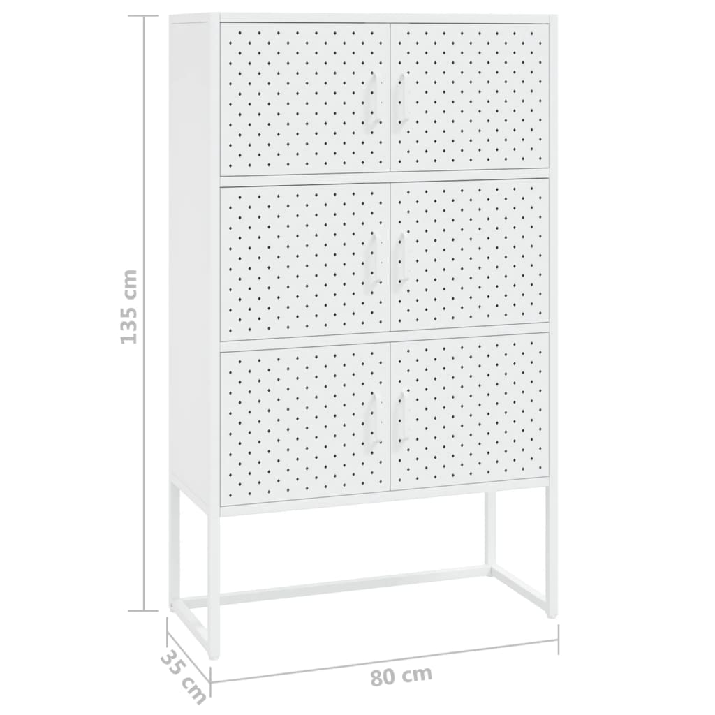 vidaXL Highboard White 80x35x135 cm Steel