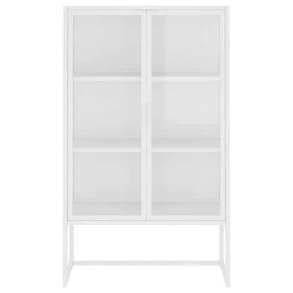 vidaXL Highboard White 80x35x135 cm Steel and Tempered Glass