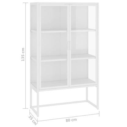 vidaXL Highboard White 80x35x135 cm Steel and Tempered Glass
