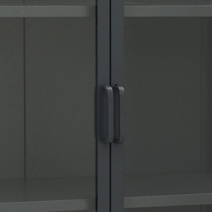 vidaXL Highboard Anthracite 80x35x135 cm Steel and Tempered Glass